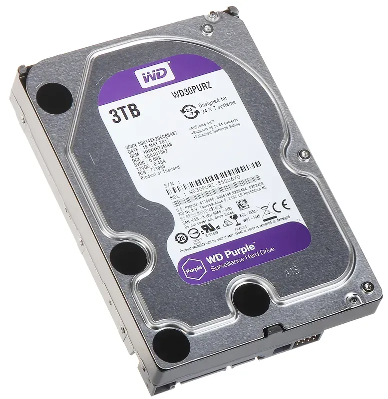 3 TB WD Purple / Seagate SkyHawk 7/24 Güvenlik Harddiski (64MB Cache WD30PURZ)