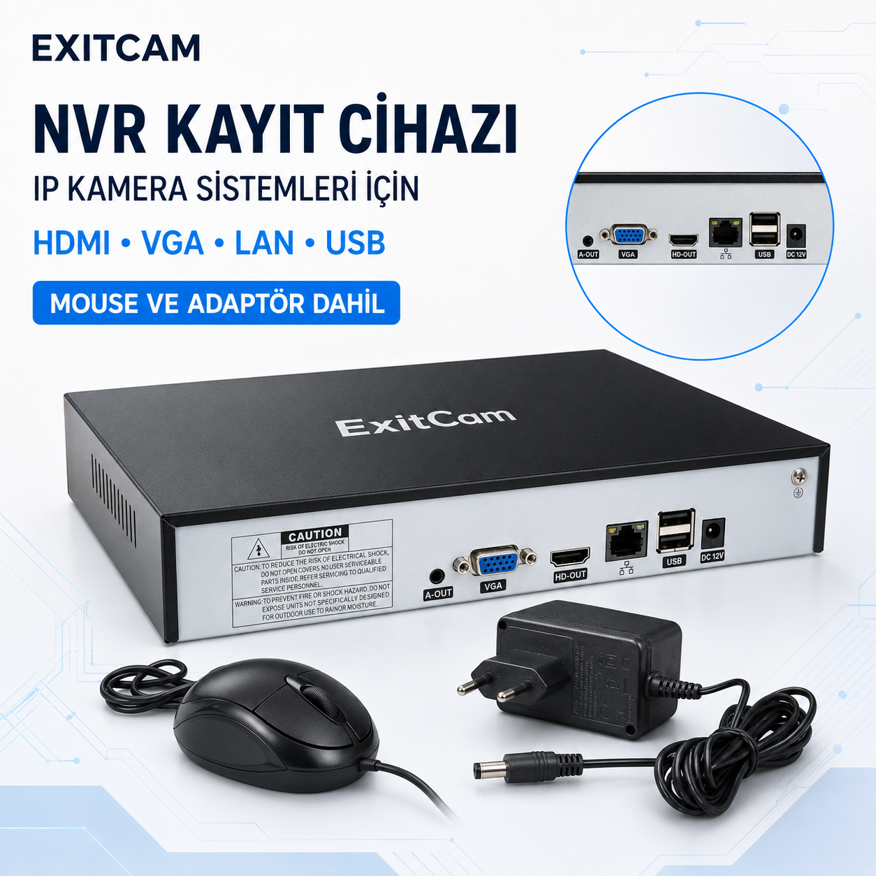 ExitCam 4 Kameralı 5 MP IP PoE Güvenlik Kamera Sistemi (320 GB HDD Takılı, Gece Renkli, Dahili Mikrofonlu) Görsel 5